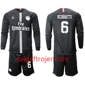 Paris Saint-Germain Fodboldtrøjer VERRATTI 6 Jodan Sort Børn 3. sæt 2018/19 Langærmet